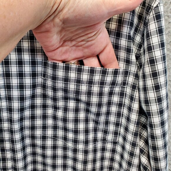 Mens Chaps Black & White Plaid Long Sleeve Button Down Shirt Size XXL - Picture 2 of 8